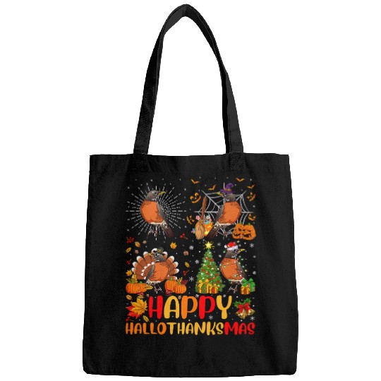 Halloween Christmas Funny American Robin Bird Hallothanksmas Bags