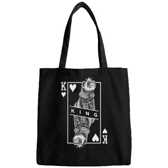 Ferret Lover King Of Hearts Funny Pet Pop Art Bags