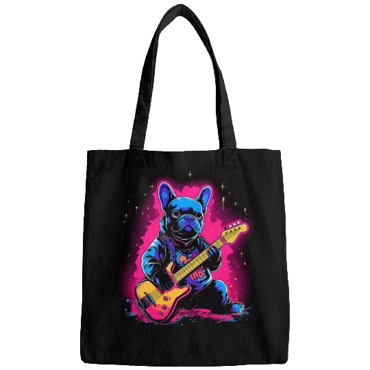 French Bulldog Electric Guitar Rock Music Lover Bags