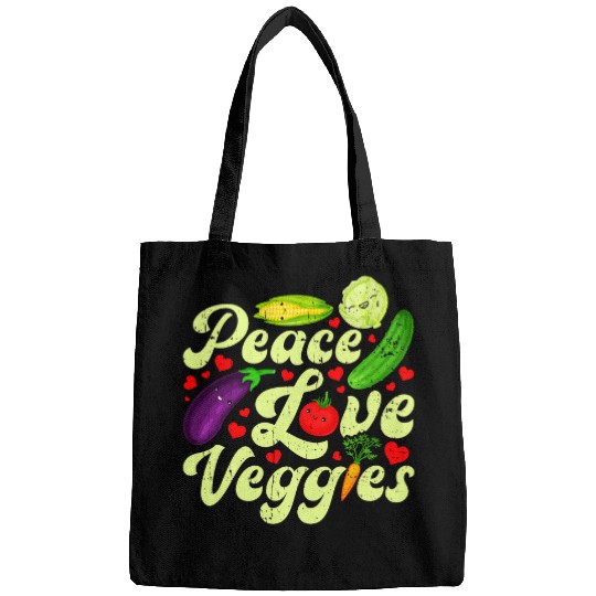 Peace Love Veggies Vegetable Plant Vegan Lovers Bags