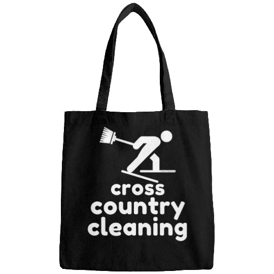 Cross Country Cleaning Skier With Broom Housekeeper Janitor Bags