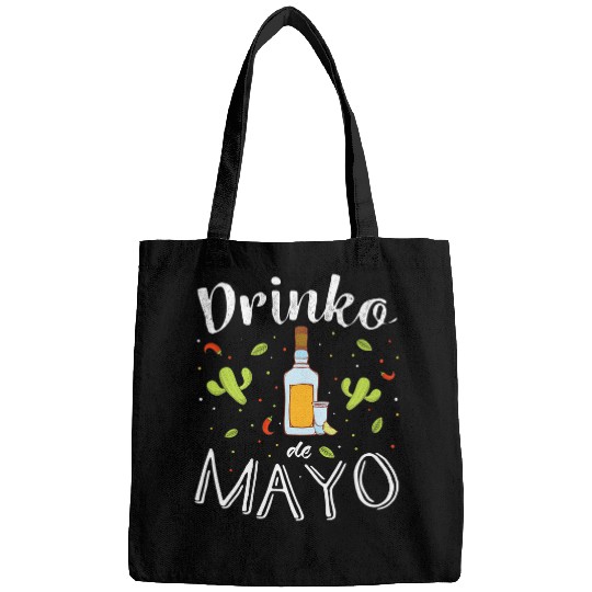 Cinco de Drinko de Mayo Tequila Bottle Illustration Bags