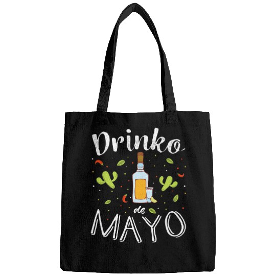Cinco de Drinko de Mayo Tequila Bottle Illustration Bags