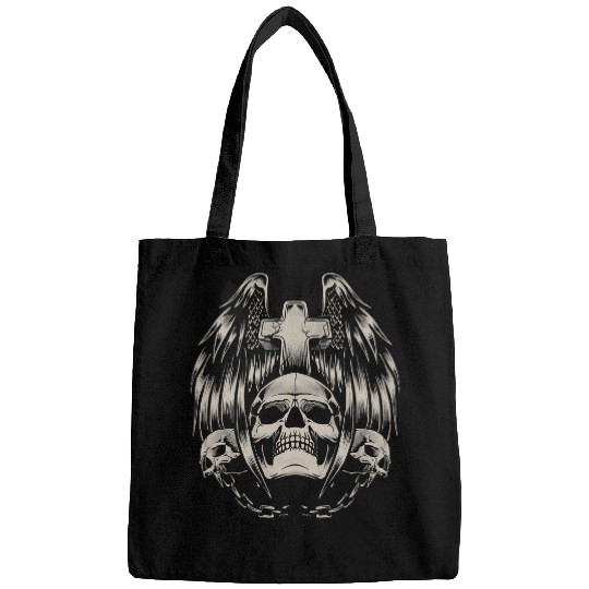 Skeletons Skulls 3 Skulls and Cross Tattoo Art Gothic Emo Punk Death Metal 577 Skull Bags