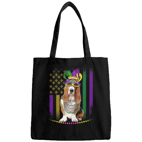Dog Basset Hound Mardi Gras Dog carnivals Basset Hound Dog Jester Pet Puppy Bags