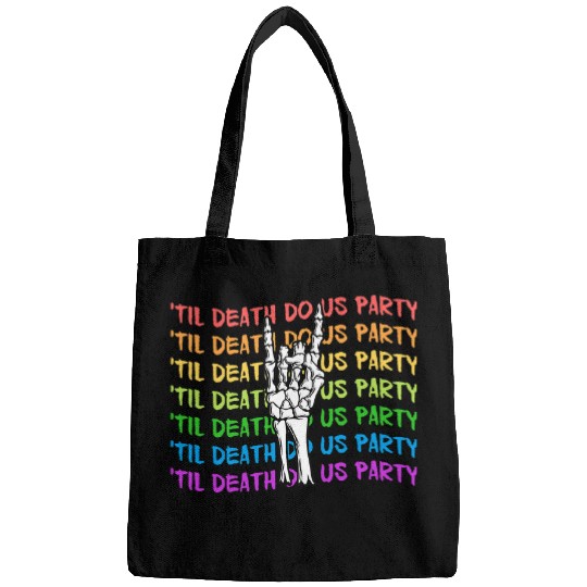 Til Death Do Us Party Rock Hand Groovy Bachelorette Bags