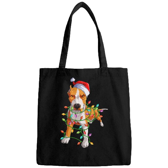 Bully Santa Christmas Tree Lights xmass Dog Pyjamas 178 Pitbull Dog Bags