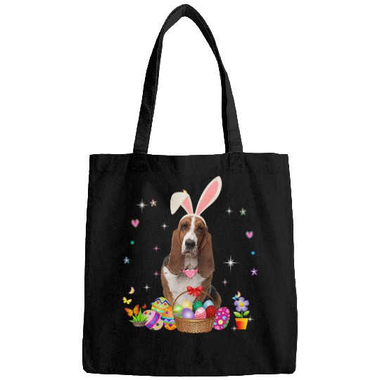 Dog Basset Hound Cute Basset Hound Easter Day Bunny Eggs Easter Womens Bags