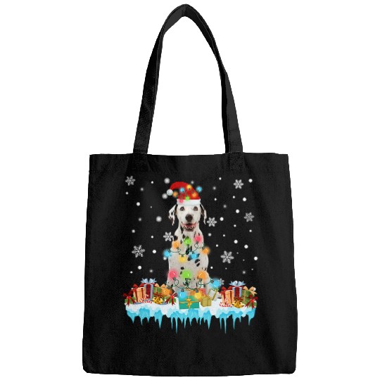 Dalmatian Christmas Lights Dalmatian Santa Tree xmass Dog 231 Dog Lover Dalmatians Dog Bags