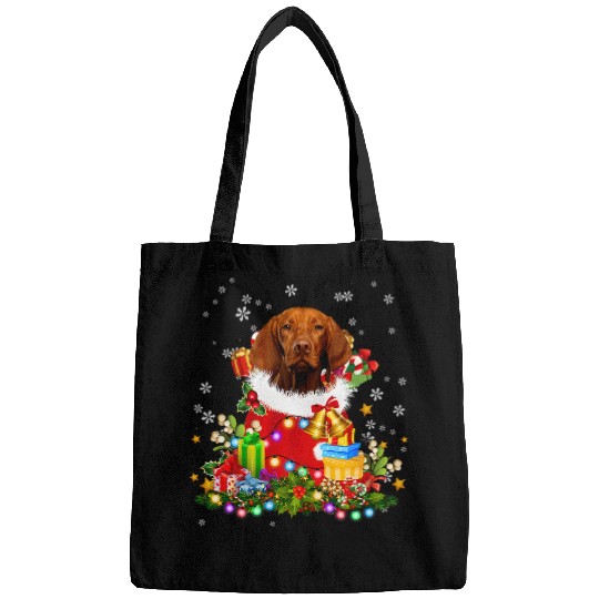 Dog Vizsla Christmas Tree Lights Pajamas xmass Matching Bags