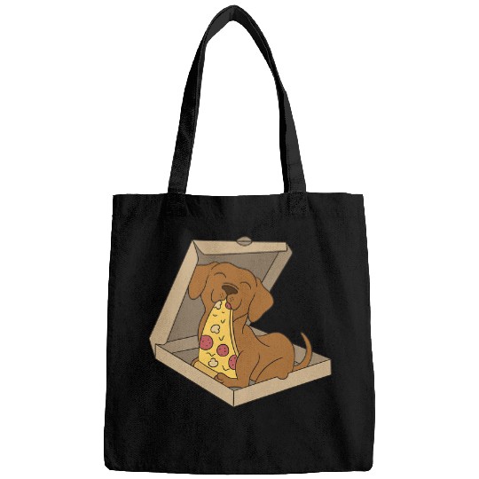 Dog Vizsla Eating Pizza Funny Dog Bags
