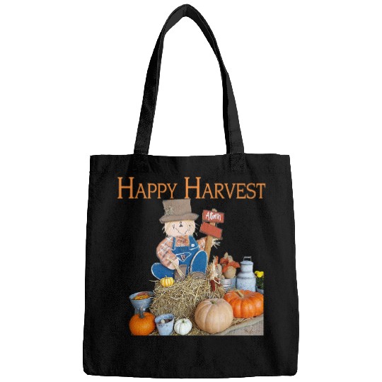 Happy Harvest Scarecrow Pumpkins Hay Autumn Art Bags