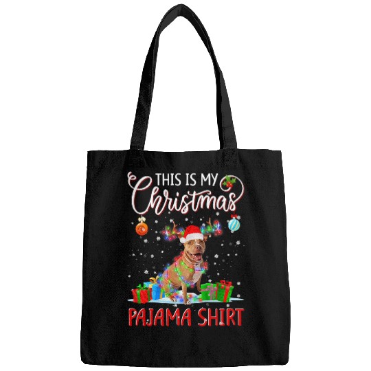 Bully This is My Christmas Pajama Pitbull Christmas Lights 302 Pitbull Dog Bags