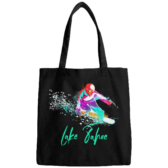 Skiing Ski Snowboarding vintages Lake Tahoe californias Tee Bags
