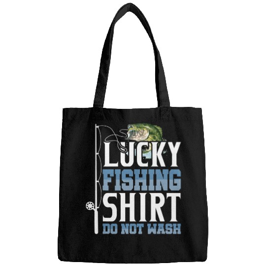 Fishing Mens Lucky Fishing Funny Fisherman Quote Bass Fish Graphic 3 Fisher Bags
