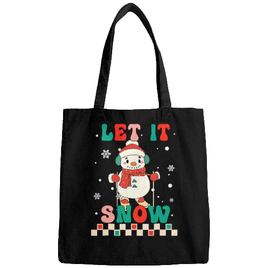Let It Snow Snowman Groovy Retro Christmas Holiday Boy Girl124 Bags