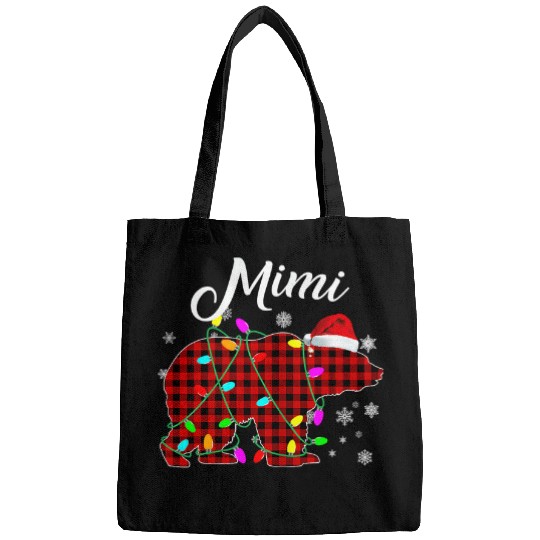 Funny Bear Womens Mimi Bear Christmas Light buffalo plaids Print Cute Bears Bags