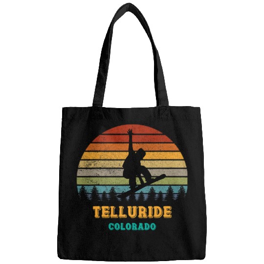 Skiing Ski Telluride Colorado vintages Sunset Snowboarding Snowboarder Bags