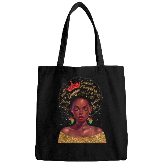 Afro Melanin Black Queen Powerful Girl Black History Glitter Bags