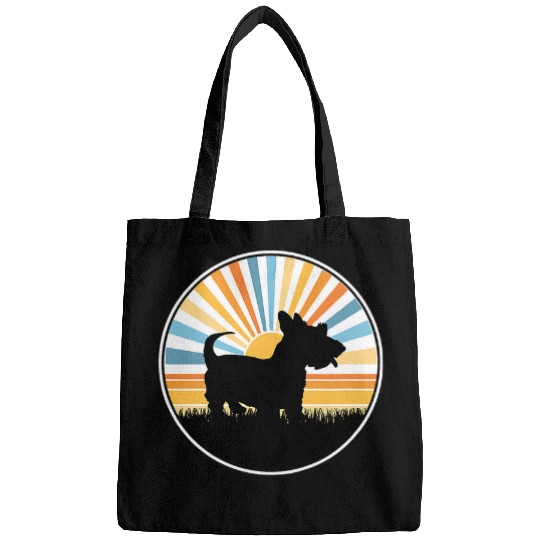 Dog Scottish Terrier Mom Dog Dad Retro Sunset Pet Bags