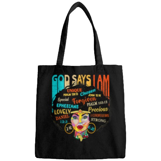 Black Girl God Says I Am Black Melanin Pride History Month 3 Bags