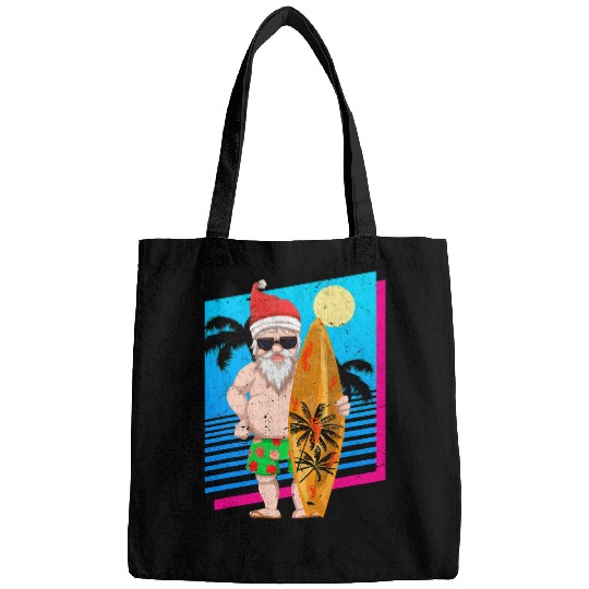 Surf Life Tropical Summer Surfing Santa Claus Funny Christmas In July 1 Bags