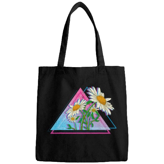 Daisy Flower Blossom Gardener 80s Vaporwave Botanical Daisy Bags