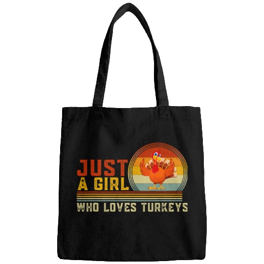Just a Girl Who Loves Turkeys Cute Turkey Animal Graphic Bags