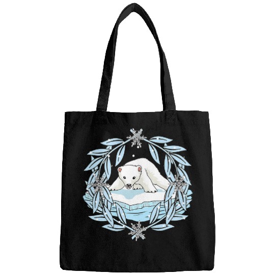 Funny Bear polar bear kids winter laurel wreath polar north pole Cute Bears Bags