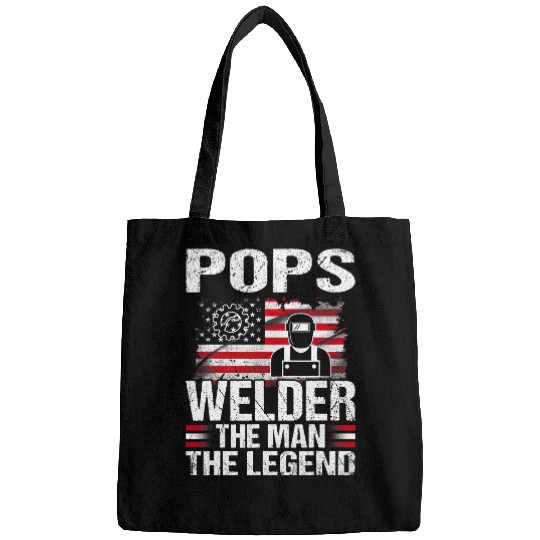 Welders Pops Welder The Man The Legend Retro USA Flag Bags
