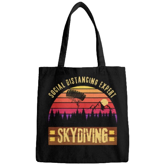 Skydiving Gift Social Distancing Expert Skydiving vintages Skydiver Man Dad Bags