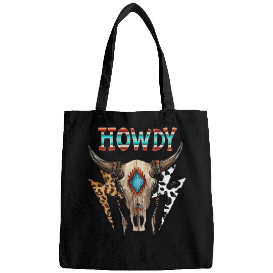 Skeletons Skulls Boho Bull Skull Howdy Leopard Lightning Western Country Skull Bags