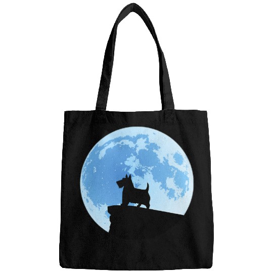 Dog Scottish Terrier Scottie Dog Moon Silhouette Bags