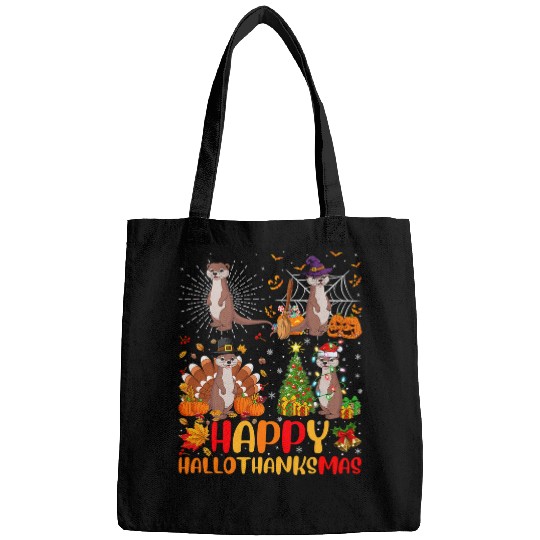 Otters Halloween Thanksgiving Christmas Sea Otter Hallothanksmas Bags