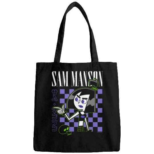 Danny Phantom Sam Manson Retro Kanji Checkerboard Portrait Bags