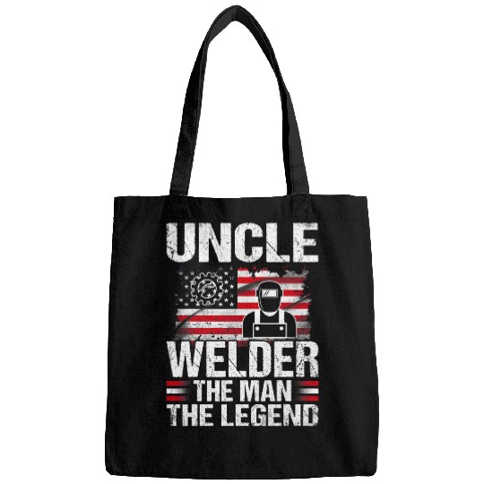 Welders Uncle Welder The Man The Legend Retro USA Flag Bags