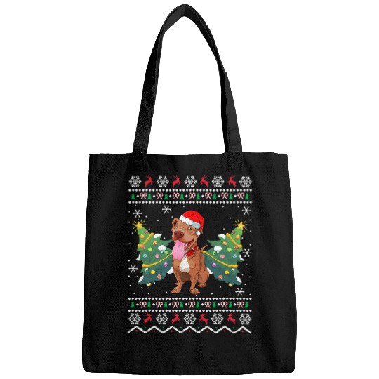 Bully Lover xmass Ugly Pitbull Santa Hat Christmas Sweater Pitbull Dog Bags