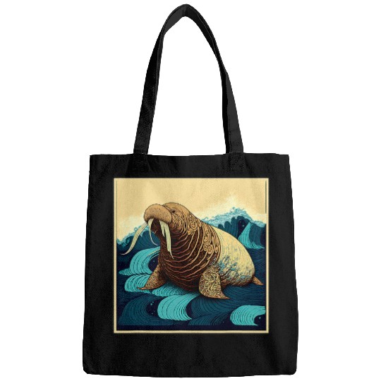 Surrealism Japanese Painting Walrus Bags