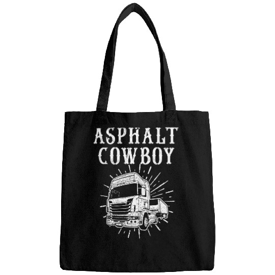 Asphalt Cowboy Humorous Truck Driver Quotes Bags