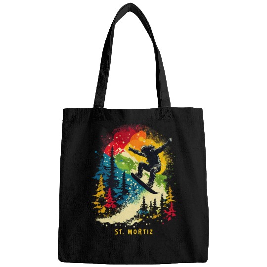 Skiing Ski St Moritz Switzerland Snowboarder Snowboarding Ski Resort Bags