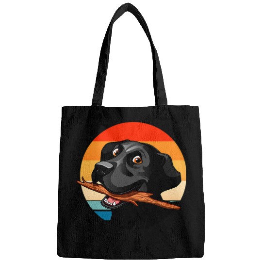 Labrador Lab Dog Black Lab Fetch Dog Retro Labrador Retriever Bags