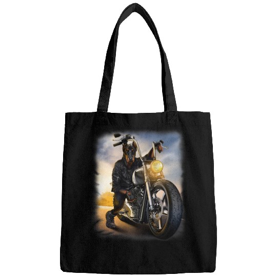 Dog Doberman Riding Chopper Motorcycle Bags
