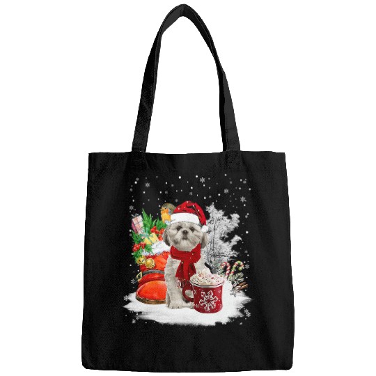 Shih Tzu Christmas Santa Hat Eggnog Boots Snow Xmas143 Bags