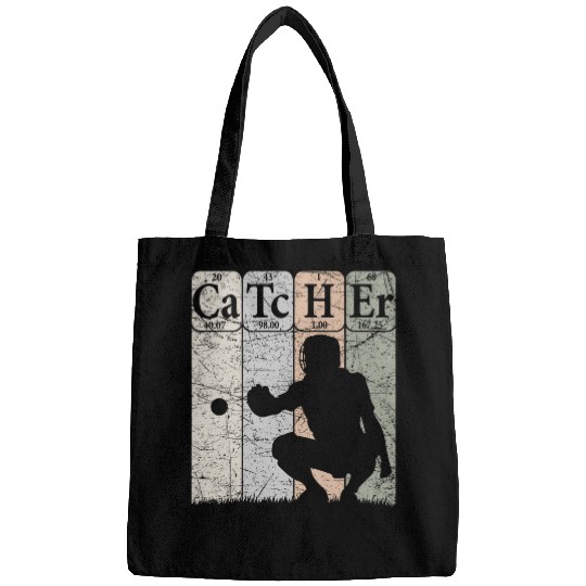 Baseball Periodic Table Elements Nerd Baseball Catcher Retro 4 Bags