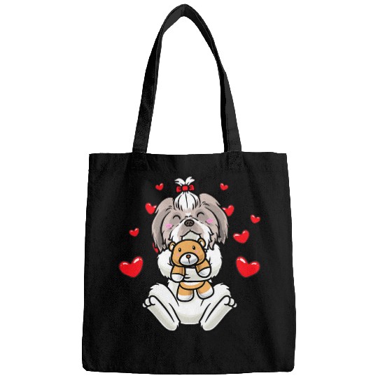 Kawaii Shih Tzu Stuffed Animal Dog Hearts Bags