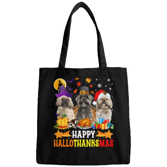 Happy Hallothanksmas Shih Tzu Dog Lover Christmas Holidays Bags
