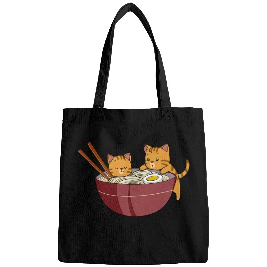 Kawaii Cat Ramen And Cats Anime Kitten Japanese Bags