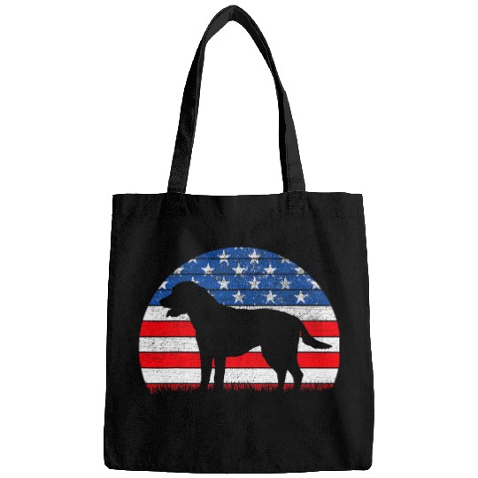 Labrador Lab Dog Black Labrador USA American Flag Yellow Lab 4th of July Bags