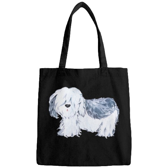 Cute Shaggy Dog Pet Portrait Watercolor Art Bags