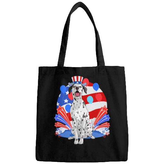 Dalmatian Merica 4th of July American Flag Patriotic 125 Dog Lover Dalmatians Dog Bags